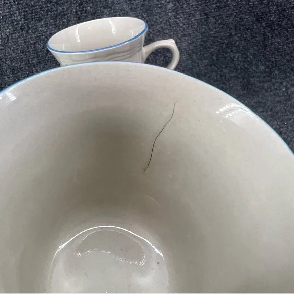 Aunt Rhody Blue Bow Country Goose Cup & Saucer Set of 3 Tienshan Stoneware - Picture 8 of 11